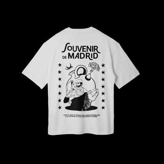 Camiseta Tee Souvenir de Madrid Blanca Doberman Madrid El Rastro