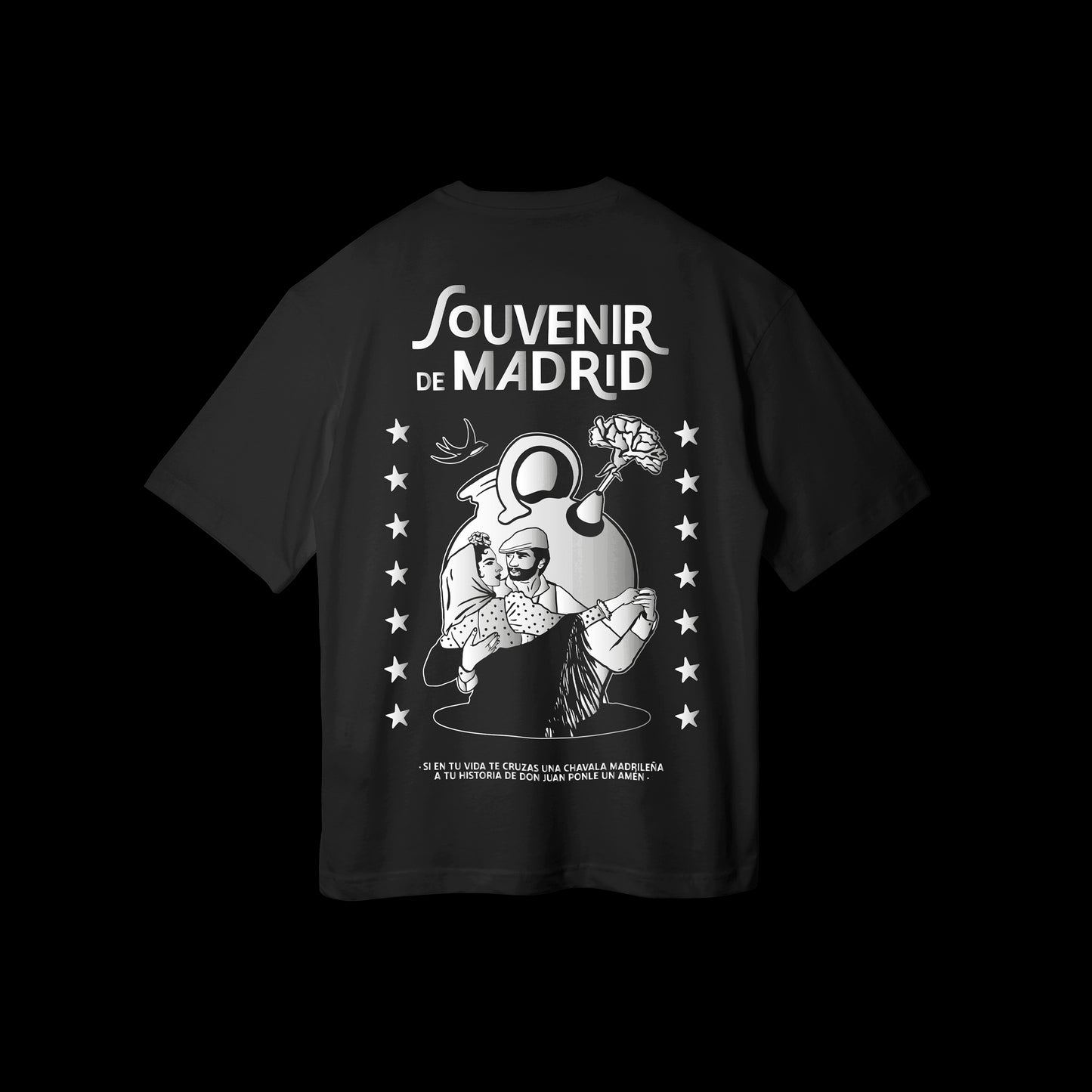 Camiseta Tee Souvenir de Madrid Negra Doberman Madrid El Rastro